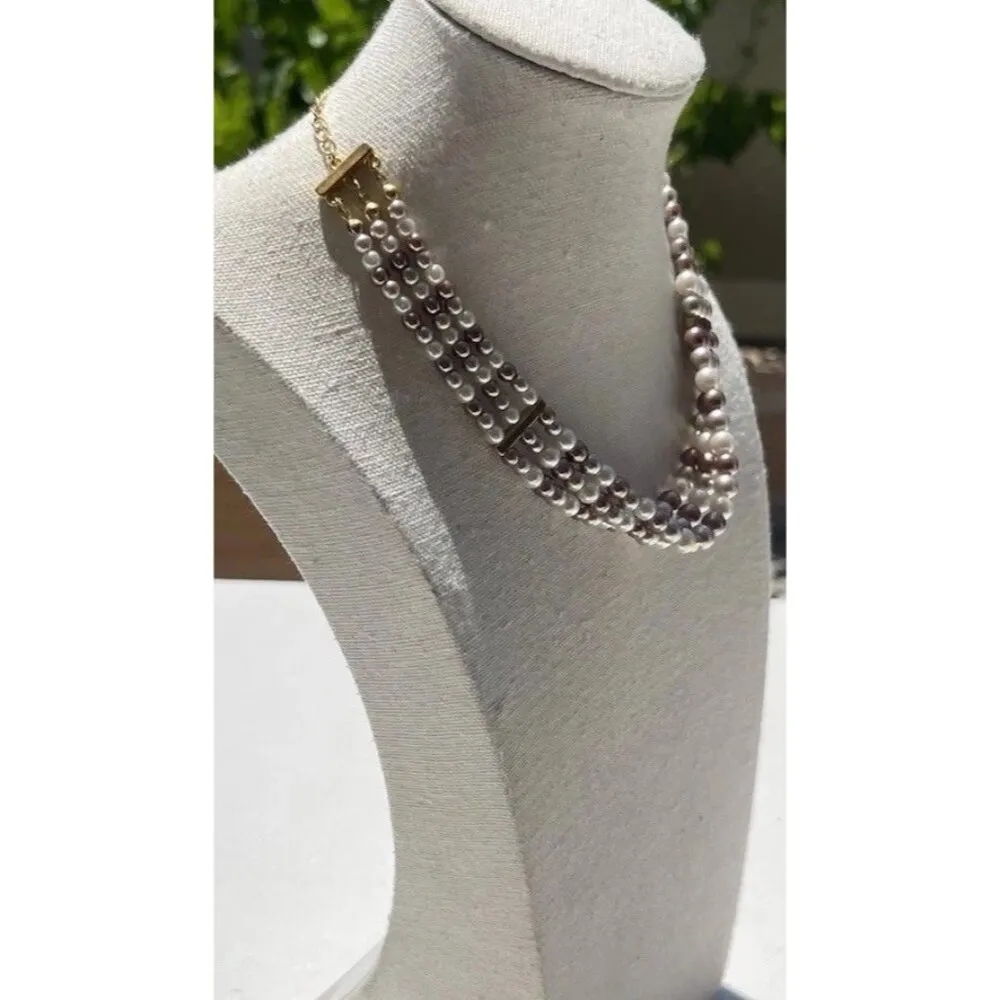 Vintage Worthington Silver Toned Chain Necklace Triple-Link Strand Sz 16” - Image 5