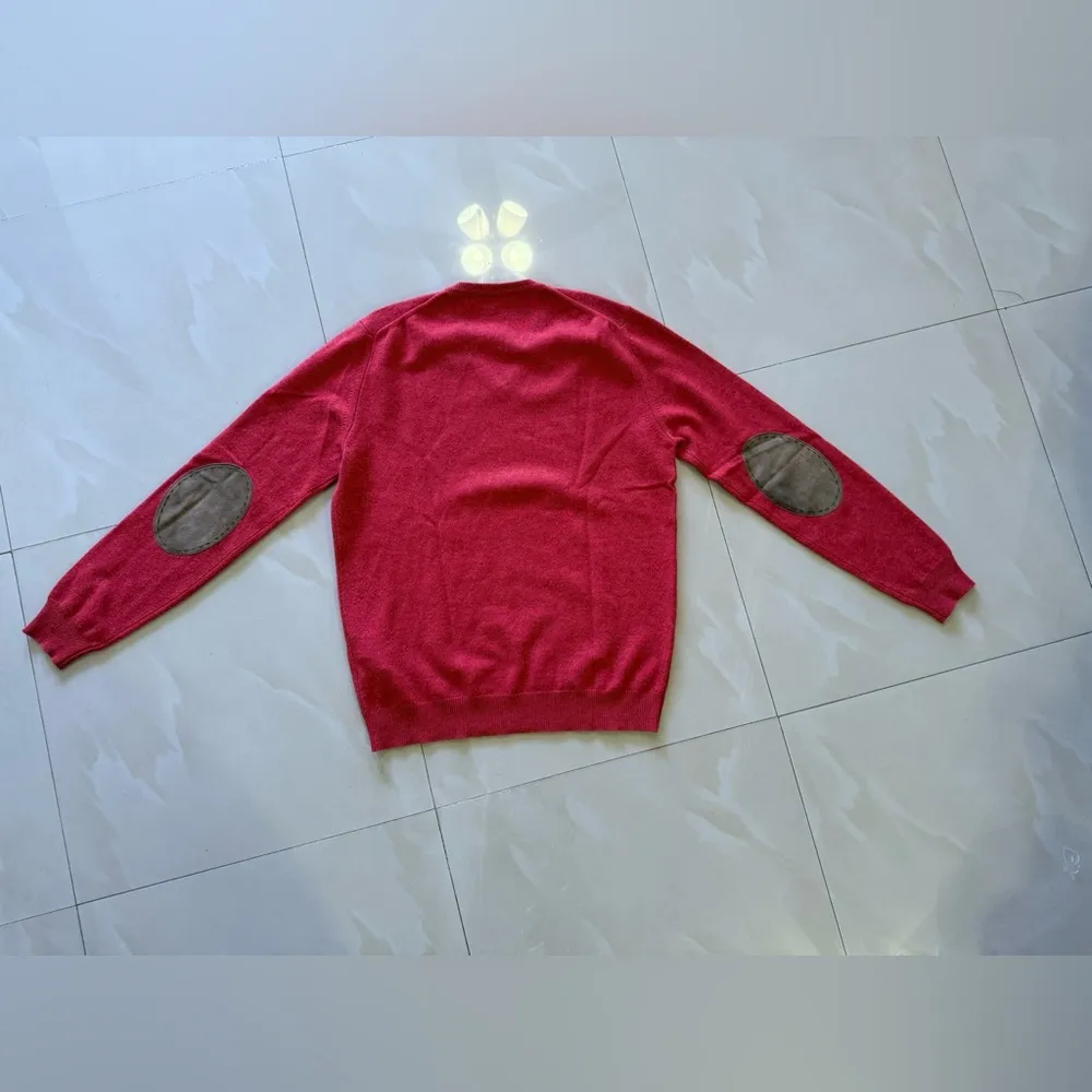 Dondup Sweater Cashmere Merino Wool lamb elbow leather patch Size L man Brown Size L - Image 7