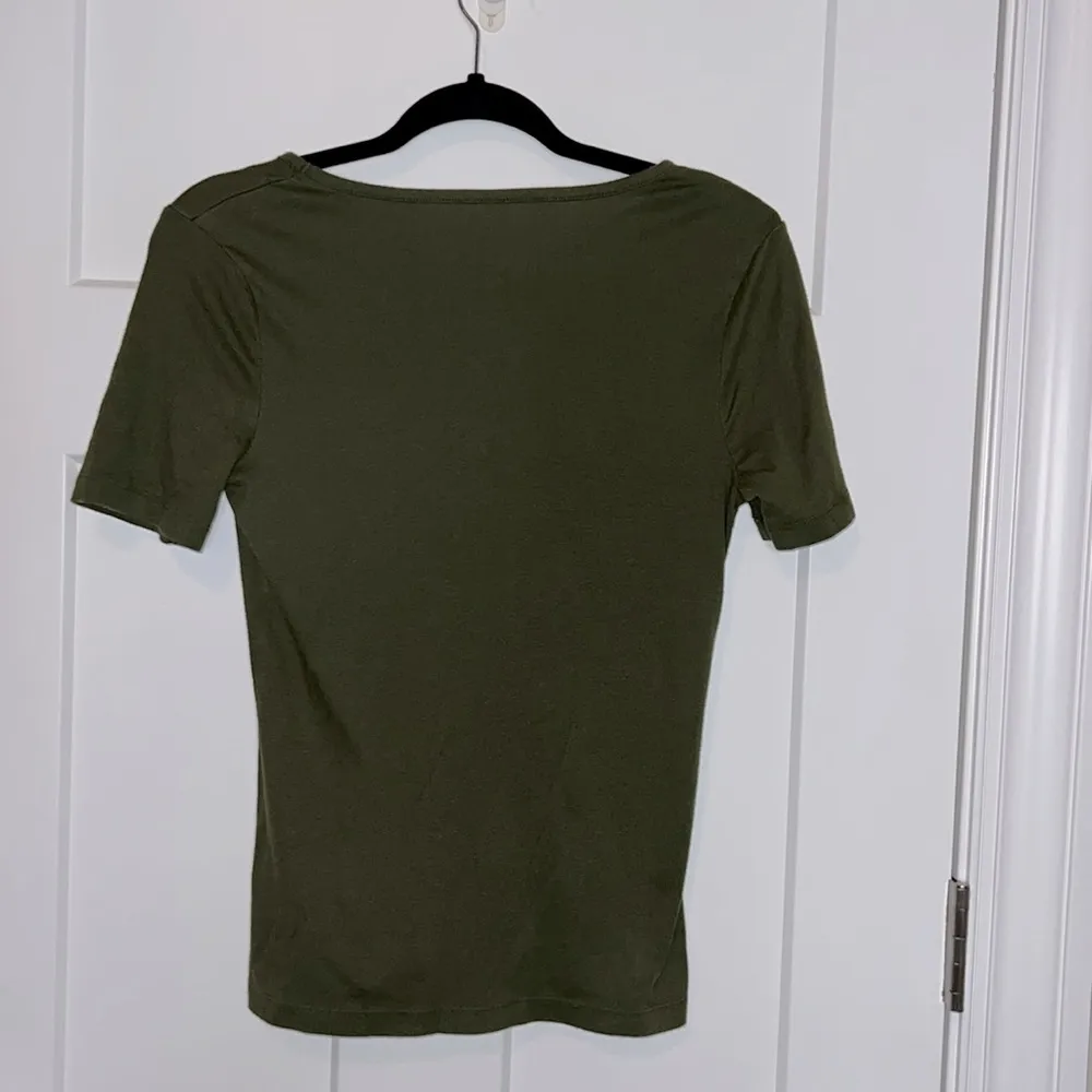 Soft Olive Green V-Neck Short Sleeve Tre - Image 2