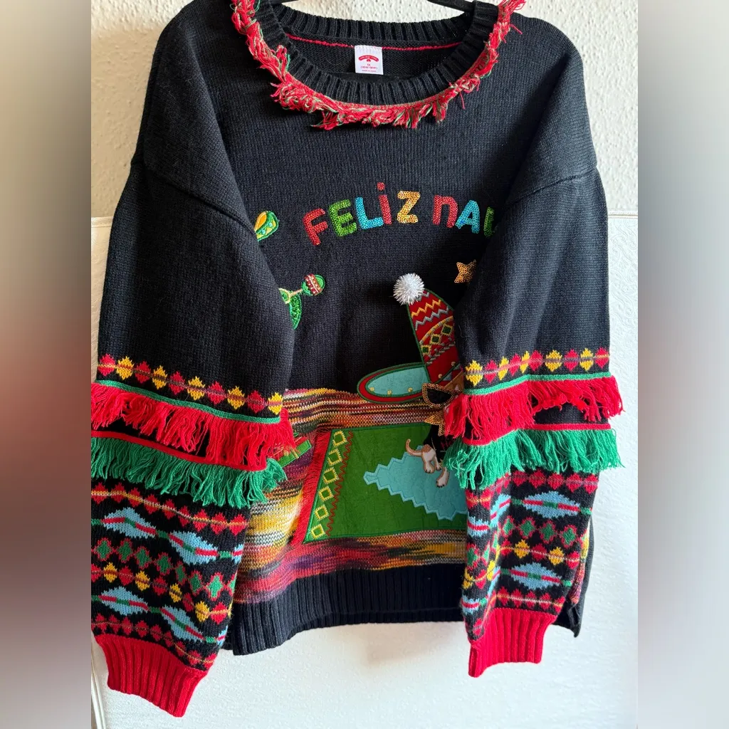 Holiday Time “Feliz Navidad” Ugly Christmas Sweater Women’s 1X (16W–18W) - Image 7