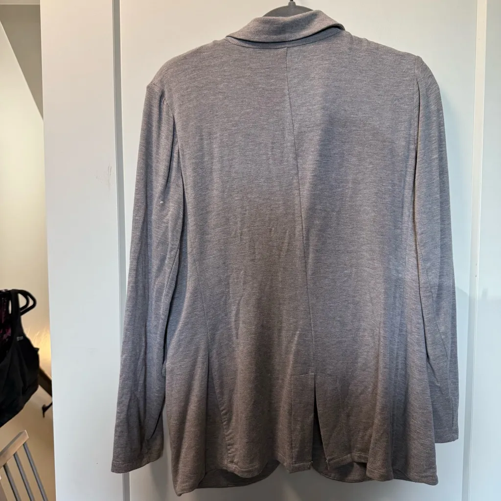 NWOT Philosophy Republic Jersey Knit Stretch Heather Grey Basic Blazer Neutral M - Image 4