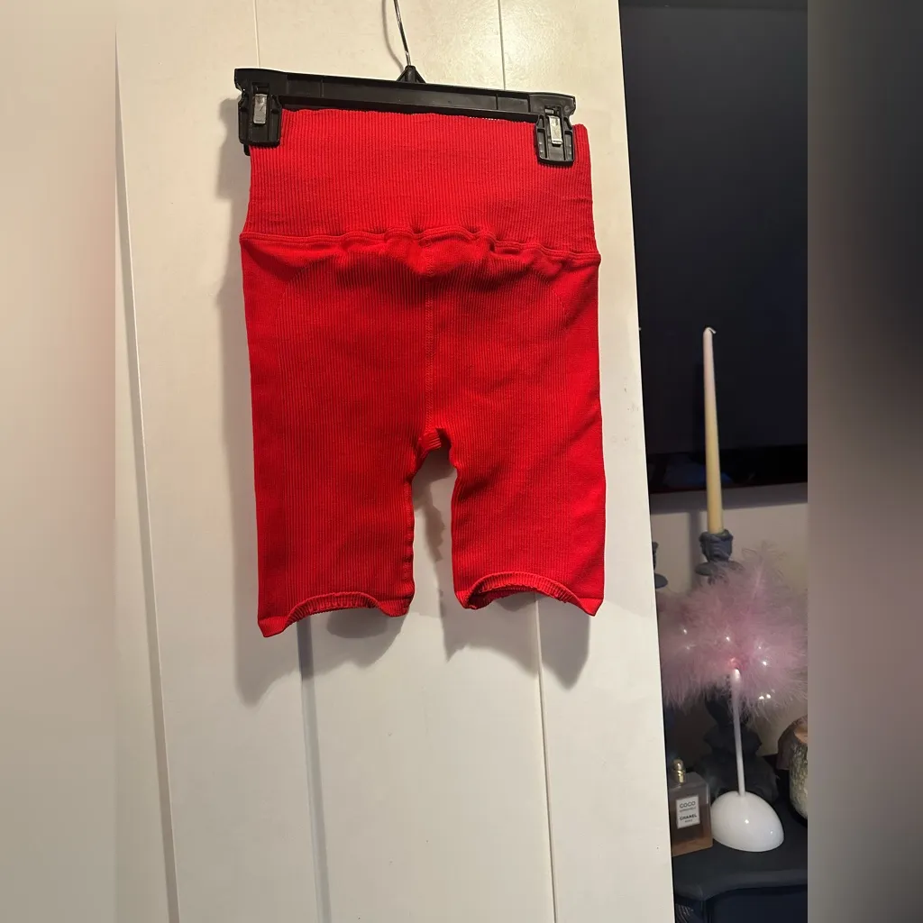 NWOT Free People Movement Good Karma Happiness Runs Ribbed Bike Shorts In Red Size undefined - Image 7