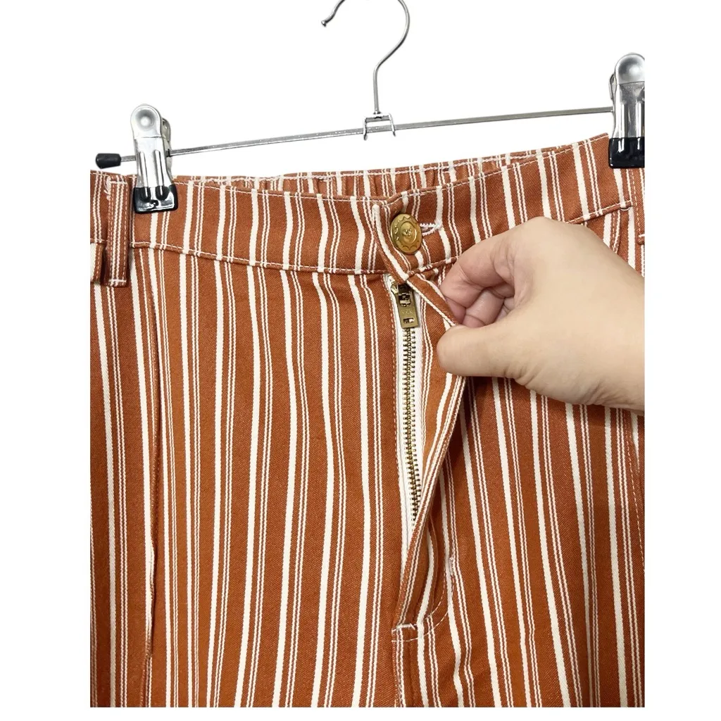 Big Bud Press Western Bell Bottom Pants Women’s Large Striped Retro Cotton Orange - Image 8