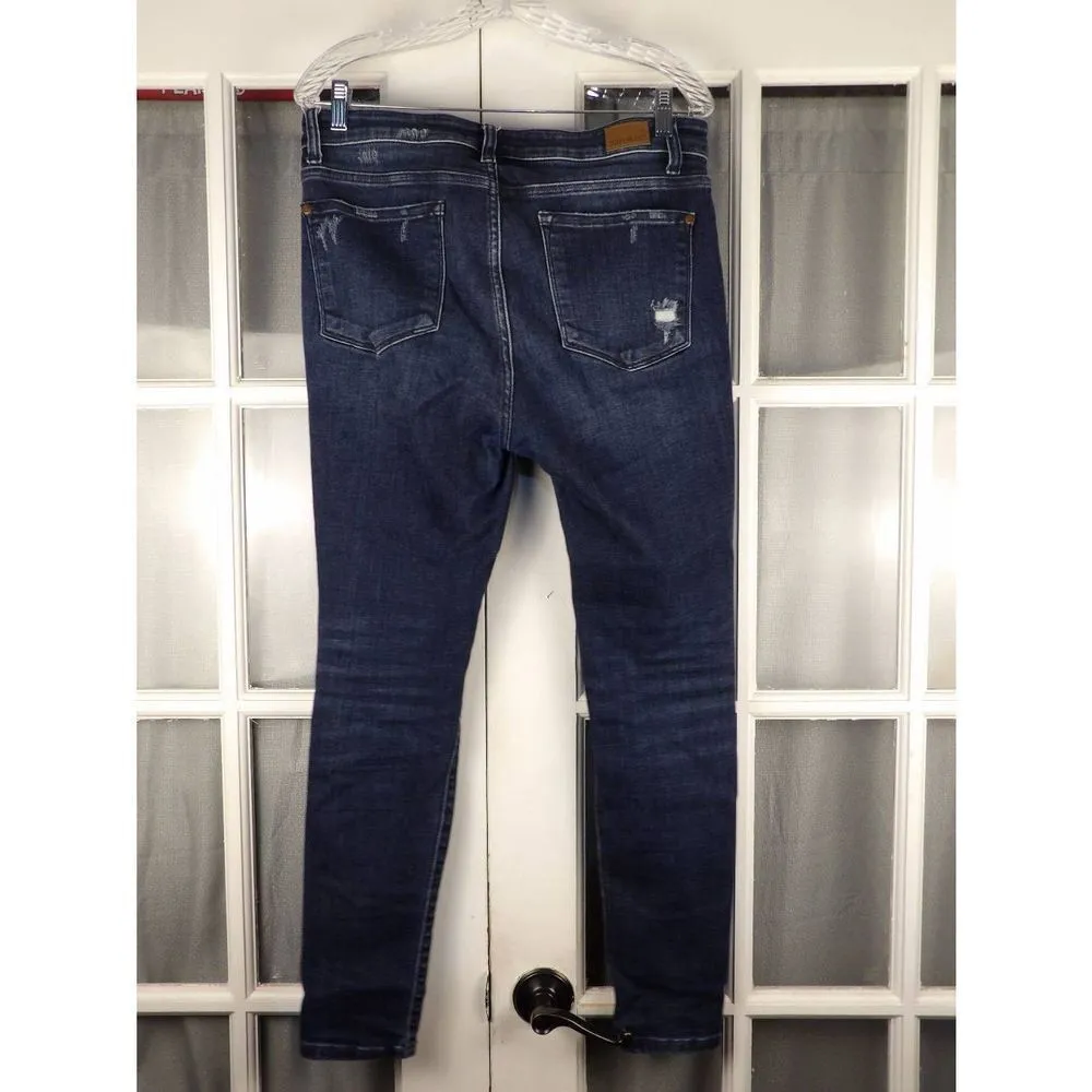 Judy Blue Womens‎ Dark Wash Mid Rise Destroyed Skinny Fit Jeans 11/30 11 30 - Image 2