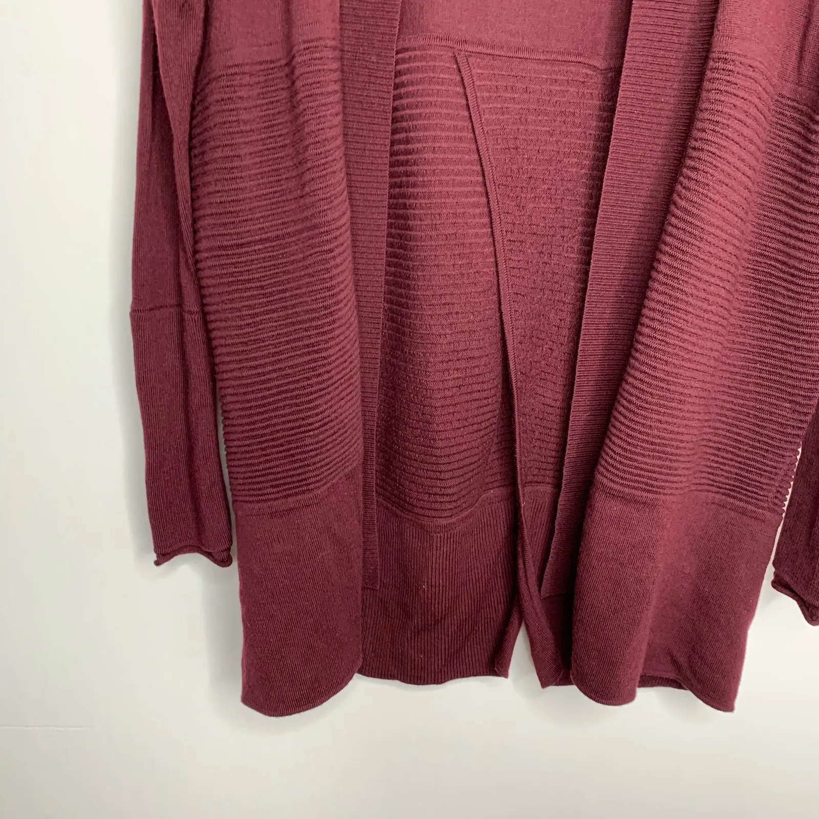 Lululemon Sit in Lotus Heathered Plum Cardigan Wrap Sweater Burgundy Wool 4 - Image 8