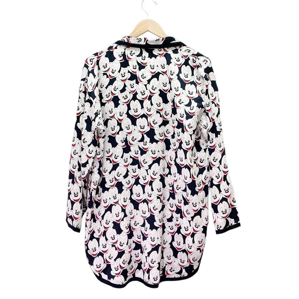 Walt Disney World Mickey Mouse Silk Pajama Nightshirt Black White Red Size Small - Image 6