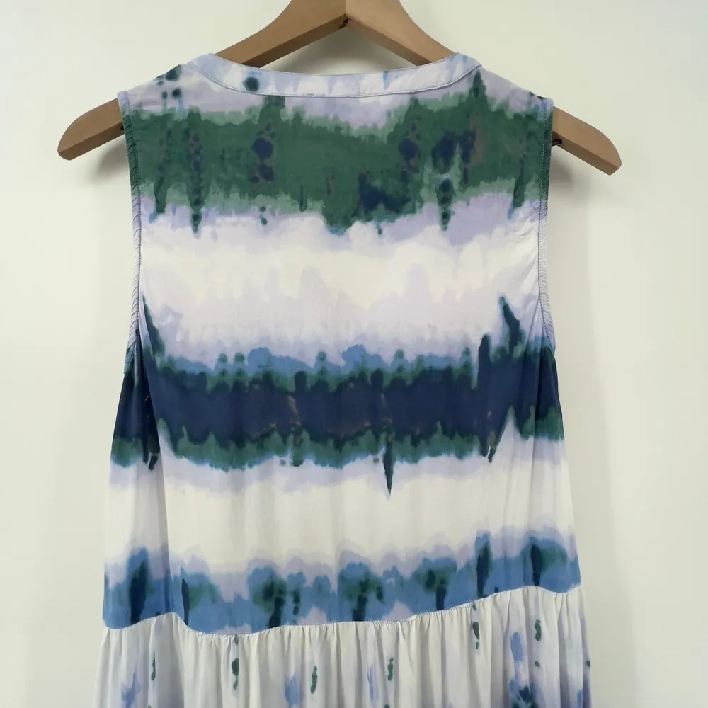 Beachlunchlounge Tie Dye Maxi Dress Sleeveless Casual Sun Dress Blue Green Large - Image 4