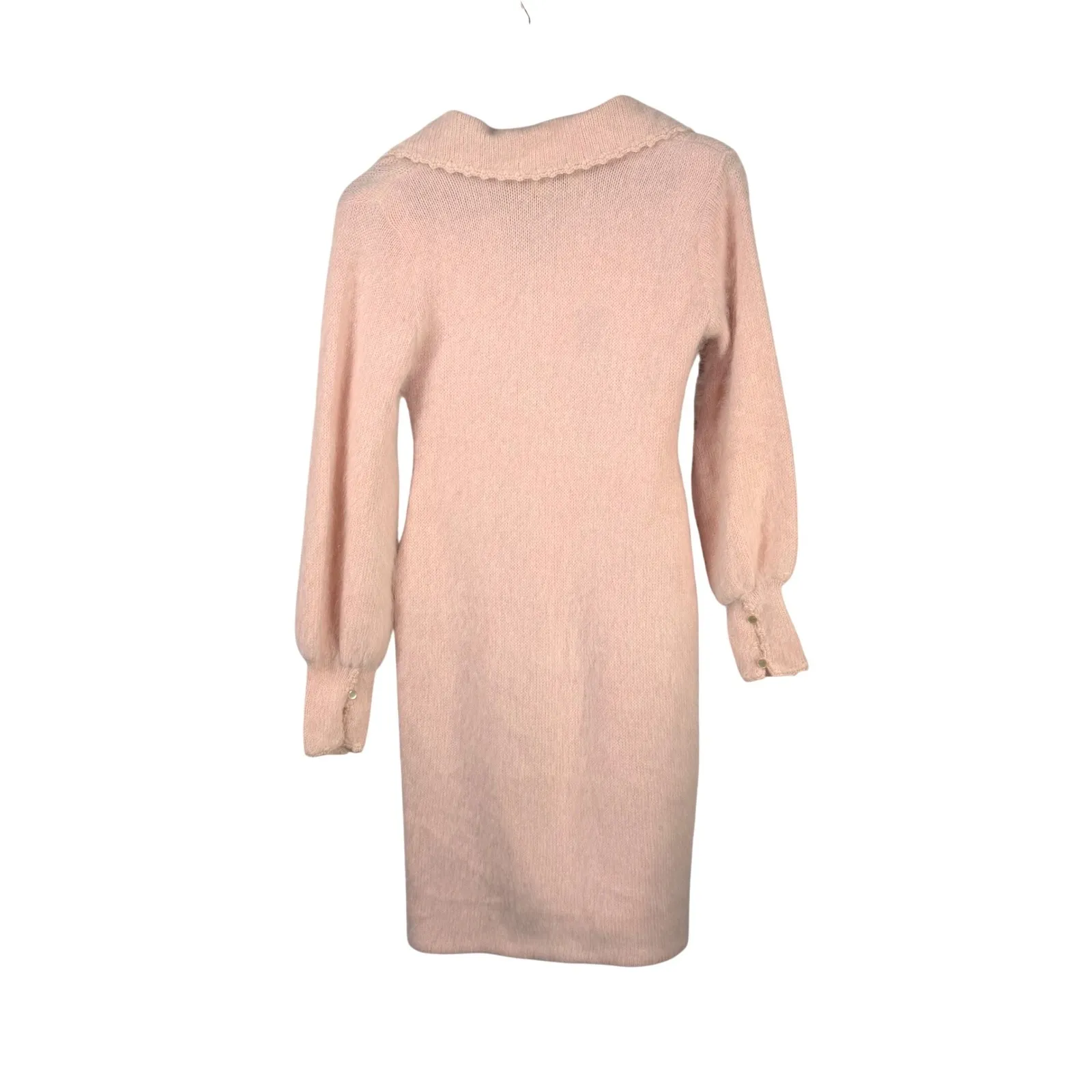 Vtg Kathy Paschalides Knit Wit Angora Knit Sweater Dress Peter Pan Collar Pink Size M - Image 8