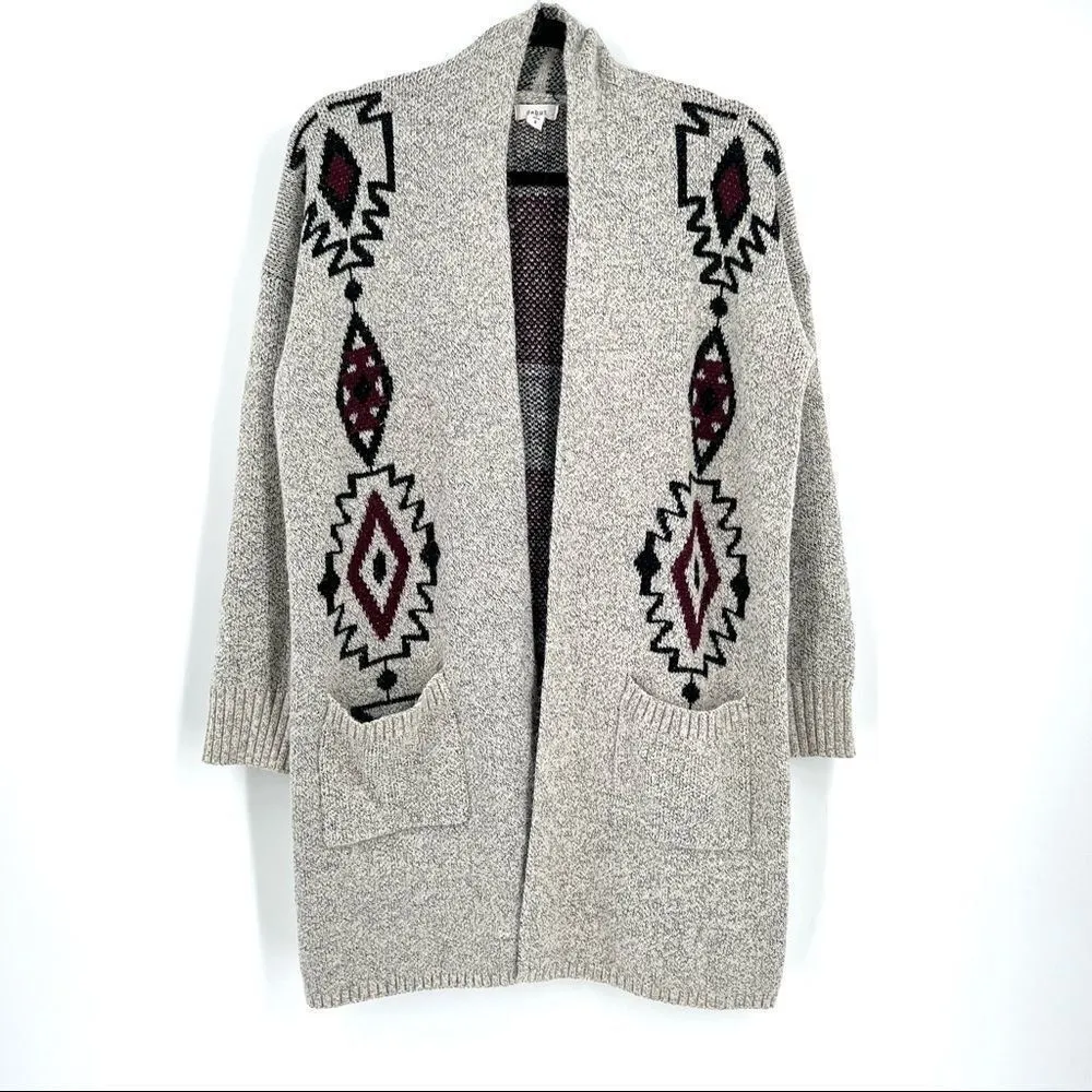 Debut‎ | Tribal Aztec Open Cardigan Sweater Small - Image 3
