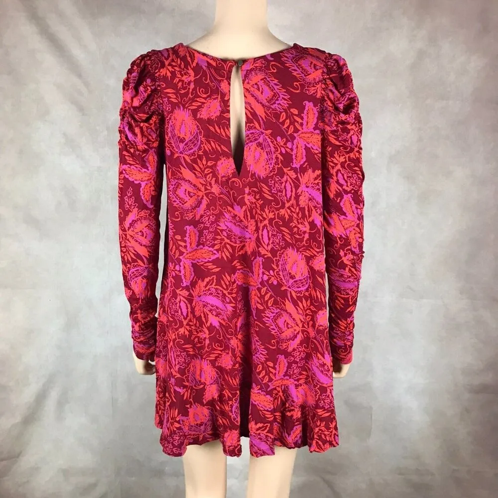 FREE PEOPLE Hello Lover Floral Puffed Sleeve Tunic or Mini Dress NEW XS - Image 5