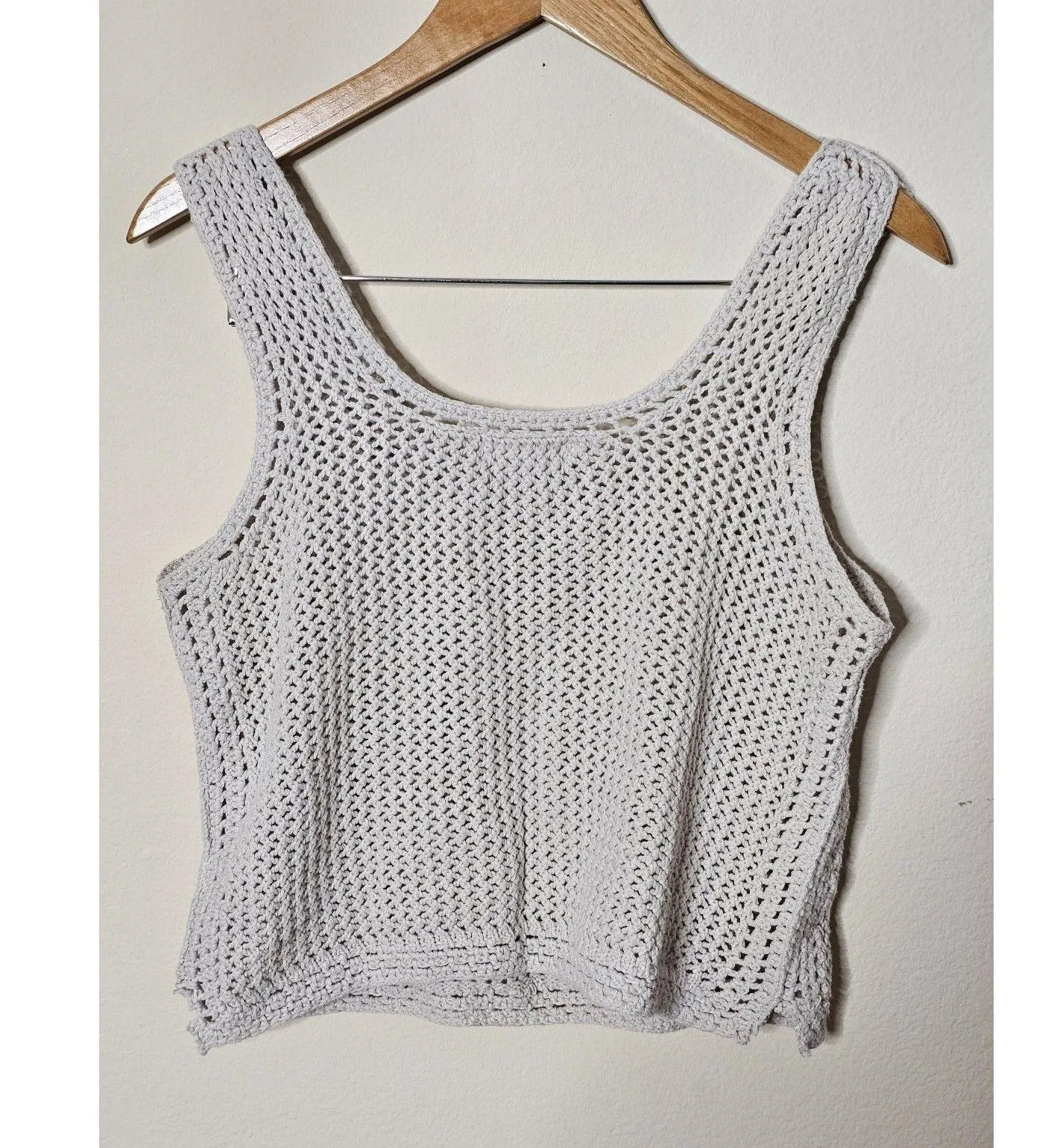 Jessica Simpson Crop Top Women Sz Large Sleeveless Crochet Knit Boho Cottageore - Image 2
