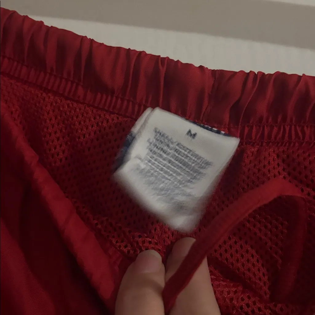 Y2K Old Navy Red Track Pants with Orange Stripes - Image 2