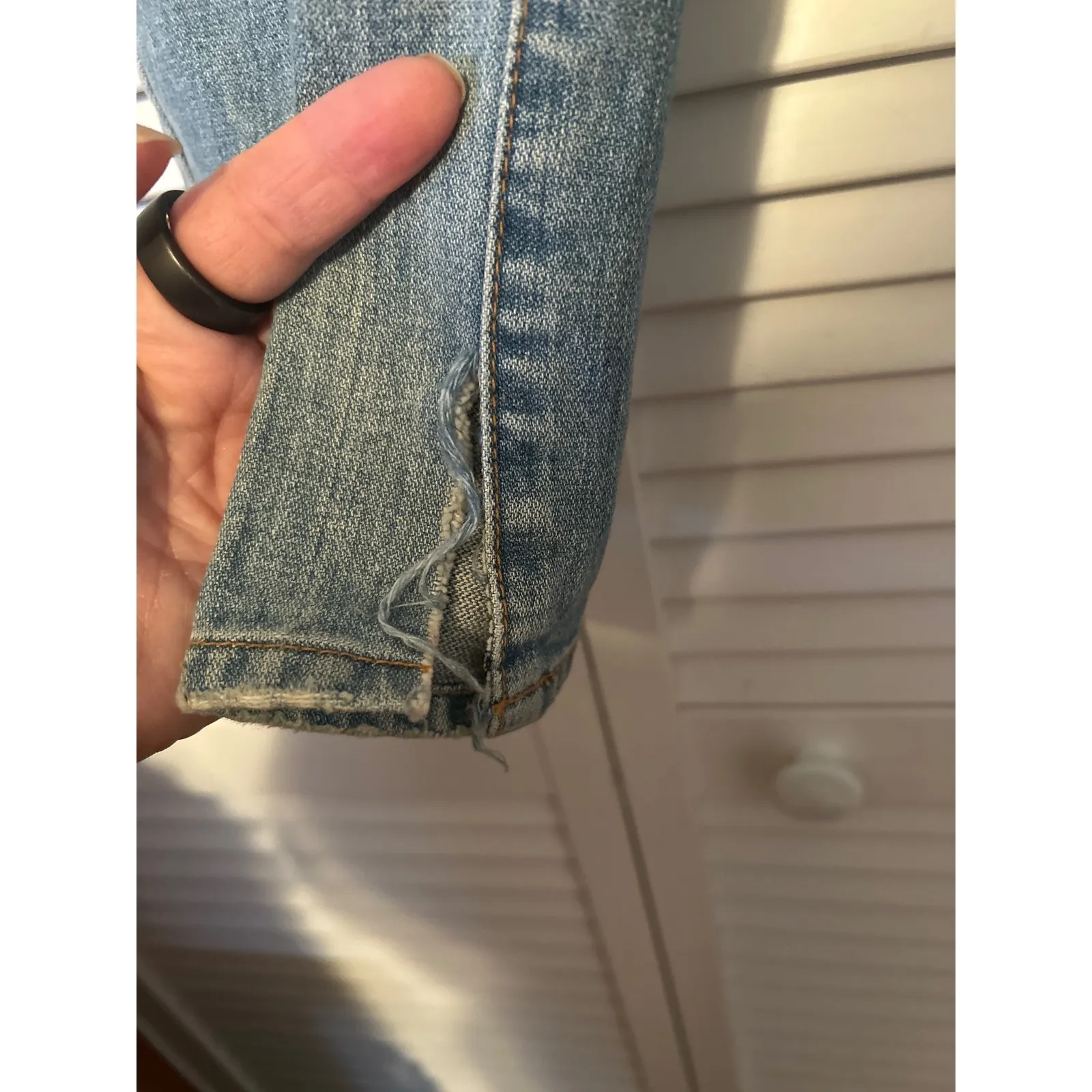 Vintage Old Navy Boy Cut Light Wash Denim Jeans Women Sz 4 Ultra Low Waist 2005 - Image 4