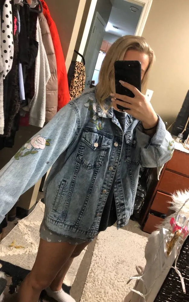 Forever 21 Blue Jean Embroidered Jacket - Image 2
