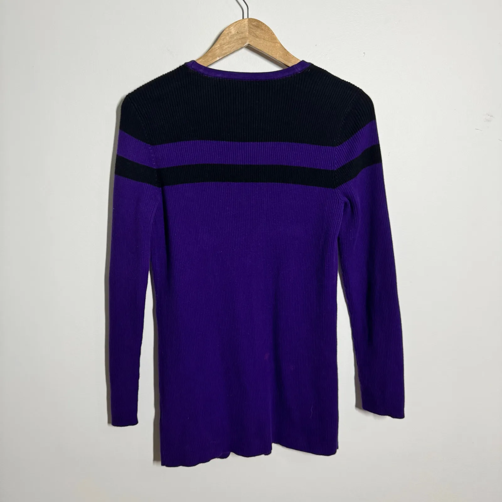 Lauren Ralph Lauren Dark Academia Cardigan Sweater Cardigan Women L Purple Prep Size L - Image 2