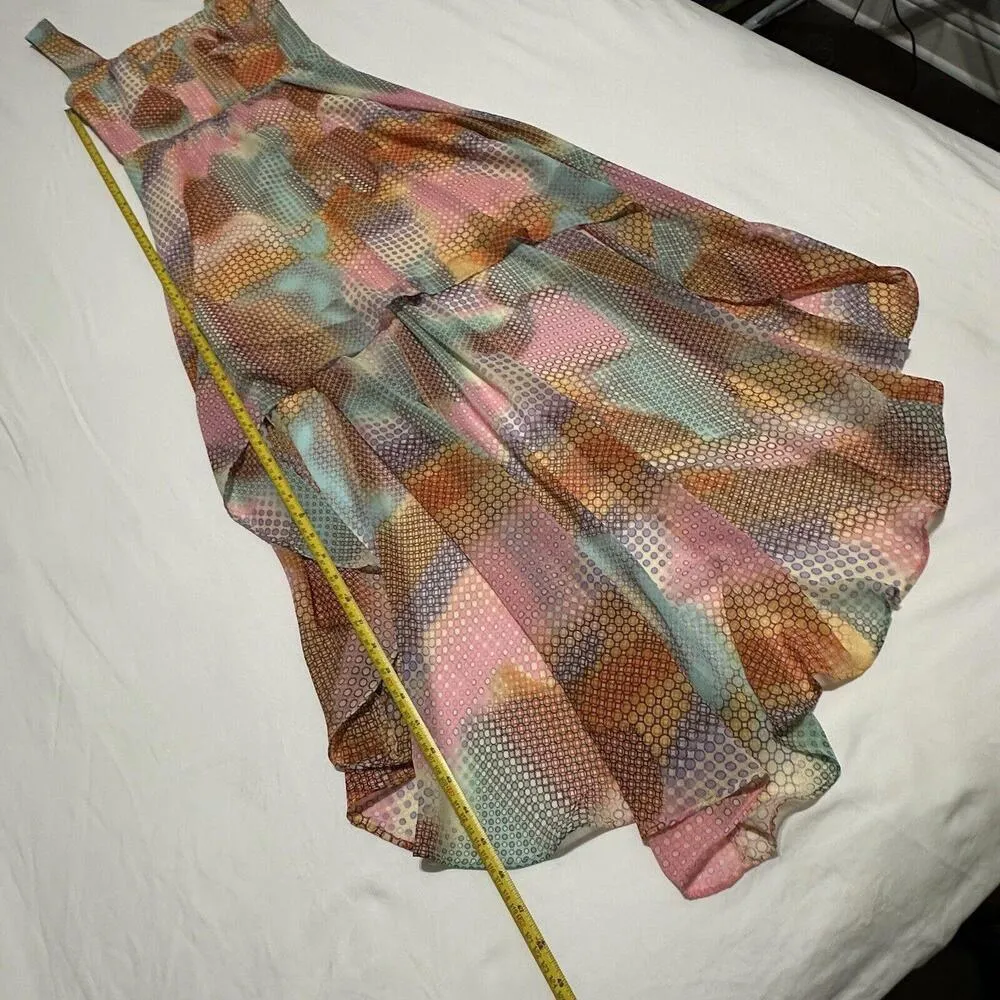 Guess Los Angeles Multi Color Hi Lo Dress Sz 4 Pink Blue Yellow - Image 6