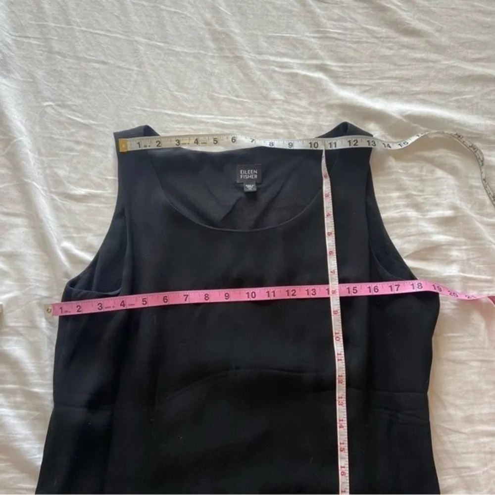Eileen Fisher Black Sleeveless Pleated Shift Dress Scoop Neck Medium - Image 9