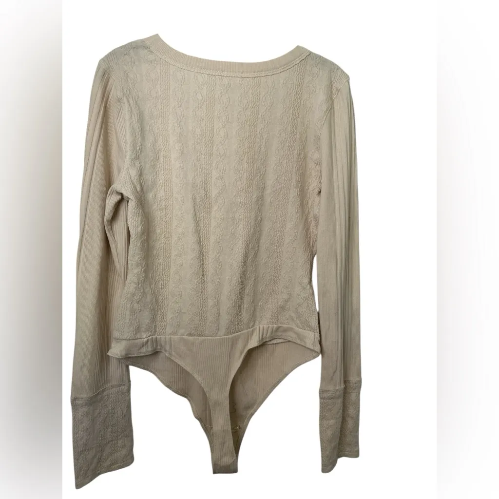 Intimately Free People Body Suit Long Sleeve Cream Chain Link Stretch Knit NWT - Image 2