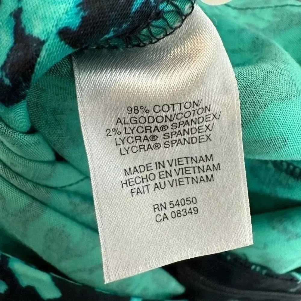 Jones New York | Career Signature Collection Teal Paisley V-Neck Dress Size 4 - Image 6