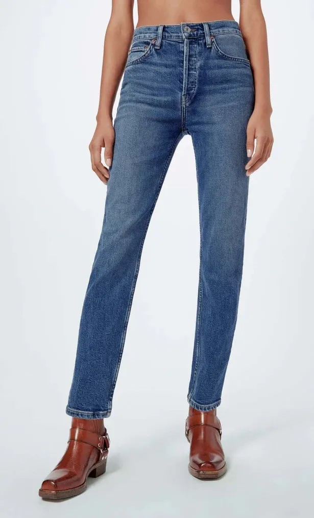NWOT Re/Done 90s High Rise Ankle Crop Button Fly Mid 70s Wash Size 25 - Image 1