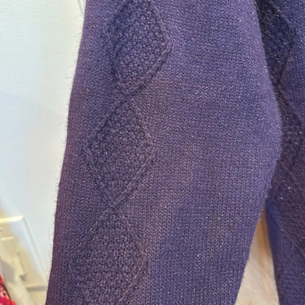 Vintage Jantzen Cardigan Hand Embroidered Purple Cottagecore Size Large - Image 4