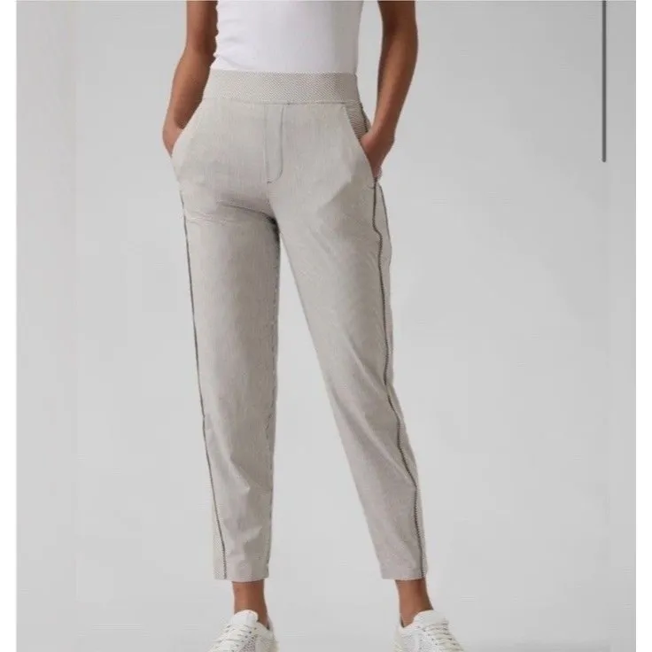 Athleta Striped Brooklyn Textured Ankle Pant Gray & White Women’s Size 6 - Image 2