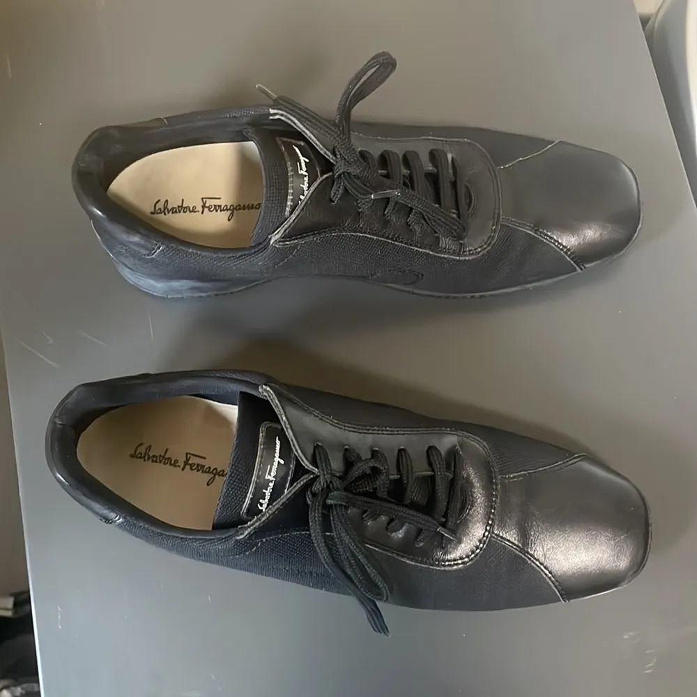 Salvatore Ferragamo Black Wedge Lace Up Sport Shoes $740 EUC US Wmn 7 - Image 3
