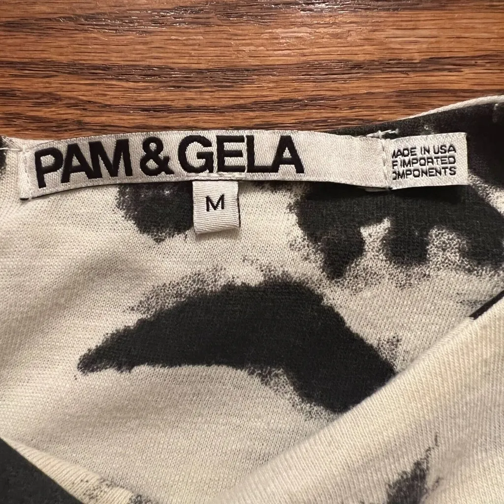 Pam & Gela Dress Womens Medium Off White‎ Gray Ruched Pleated Sheath Sleeveless - Image 8