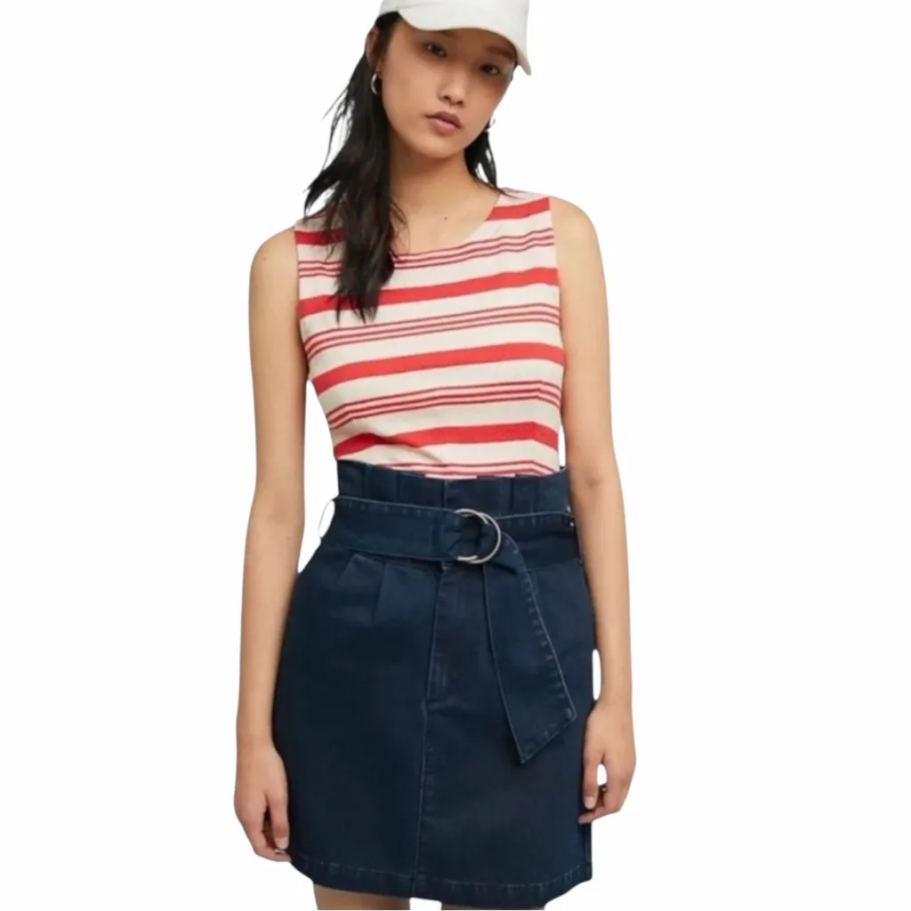 NEW Anthropologie Vanessa Virginia Striped Sleeveless Peplum Top size Small - Image 2