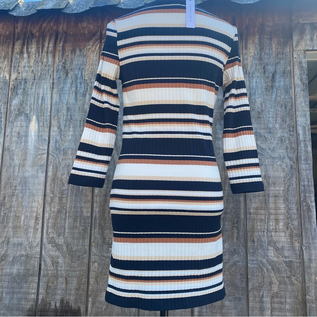 Sanctuary Rider Stripe BodyCon Ribbed Mini Dress Size Large - Image 6