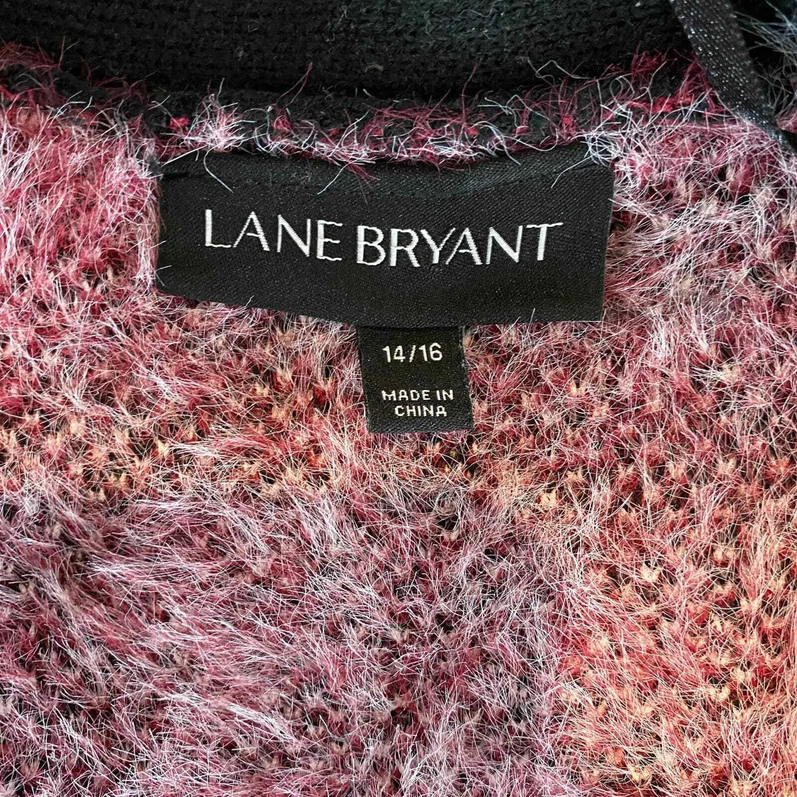 Lane Bryant Cardigan Sweater Womens Plus 14/16 Black Floral Eyelash Open Front - Image 6