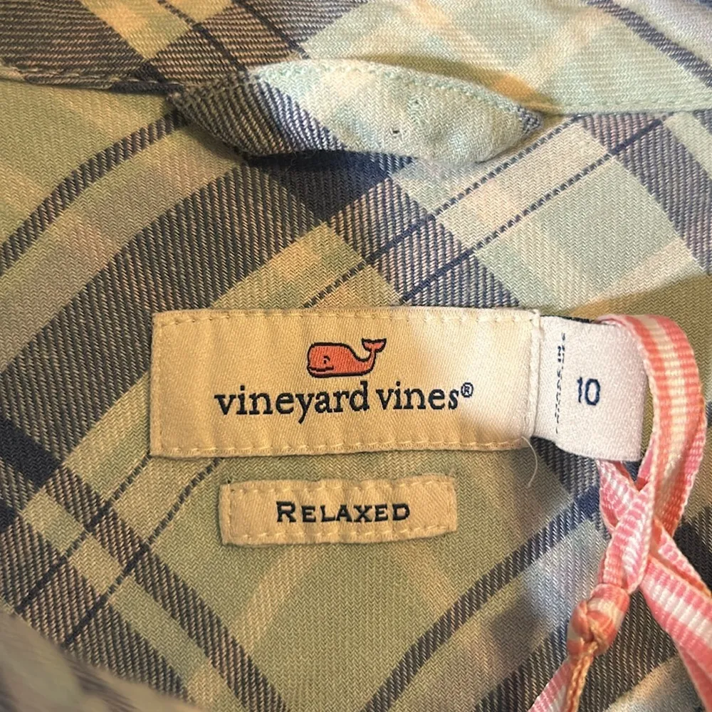 Vineyard Vines Women’s Blue Plaid Relaxed Long Sleeve Button DownSize 10-NWOTS - Image 2