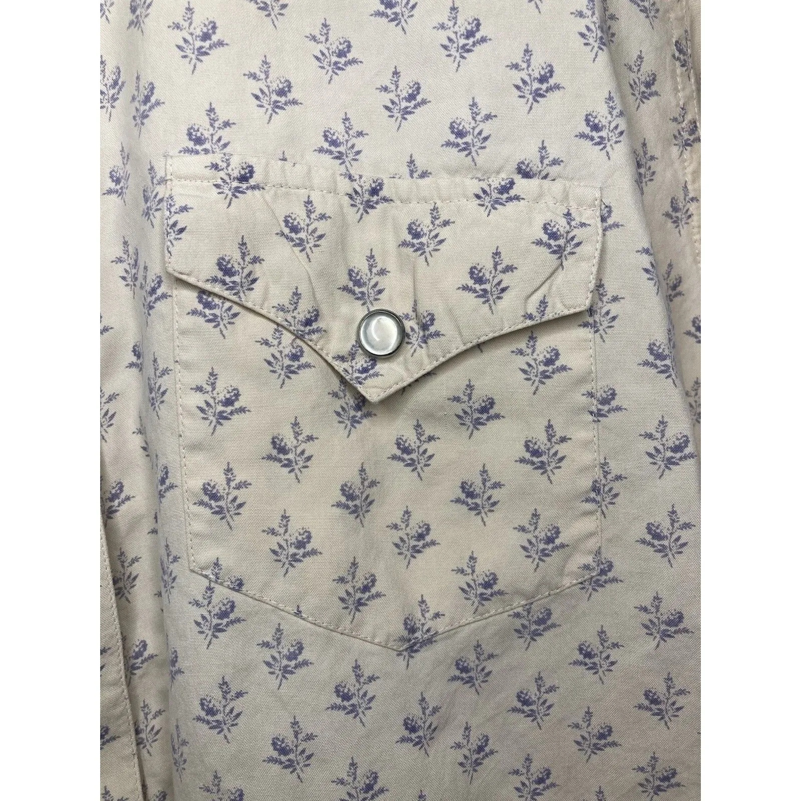 Ryan Michael Large Womens Silk Western Pearl Snap Floral Shirt Rockabilly Logo Purple - Image 3