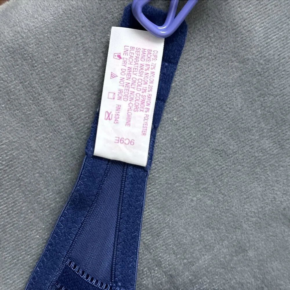 Vintage Lily of France 2111721 Embroidered Push Up Underwire Bra Womens 34B Blue - Image 8