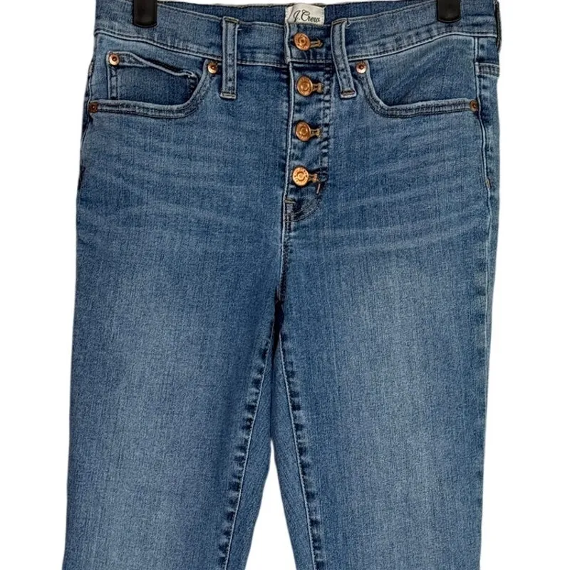 J. Crew Mid Rise Toothpick Skinny Distressed Hem Stretch Ankle Jean 27 Blue - Image 2