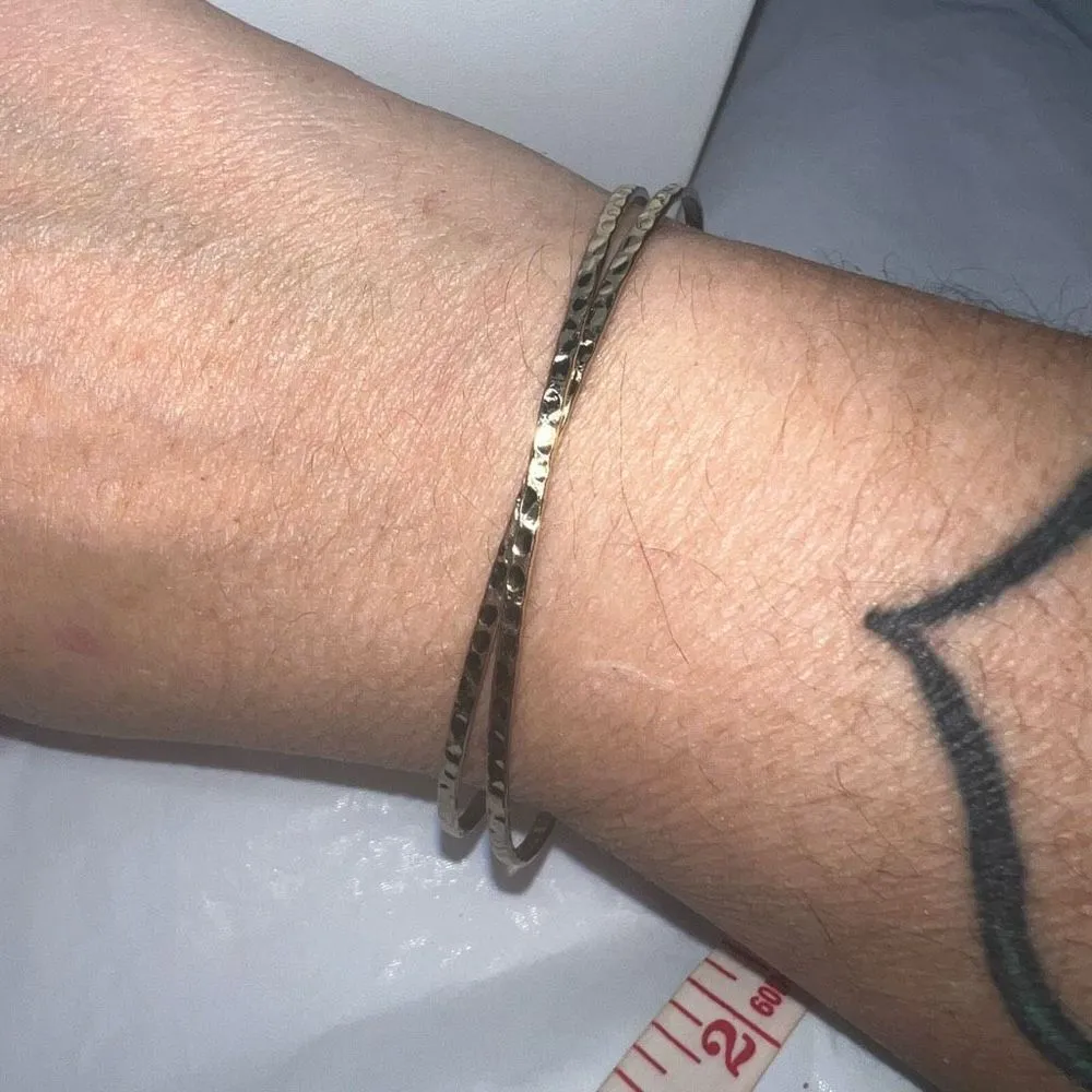 Gold‎ Tone Delicate Criss Cross Cuff Bracelet Gold - Image 2