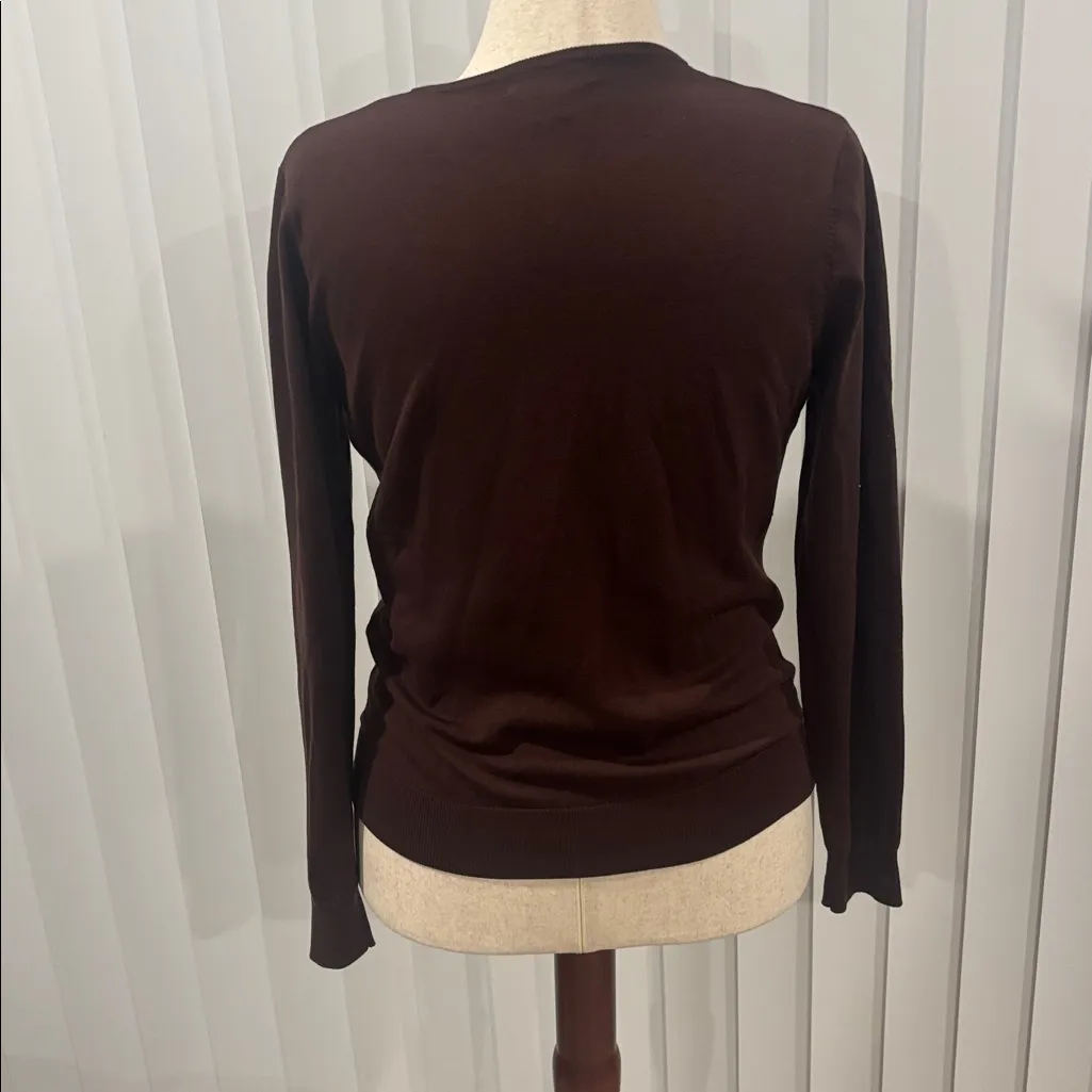 August silk silk blend chocolate brown sweater size medium - Image 5