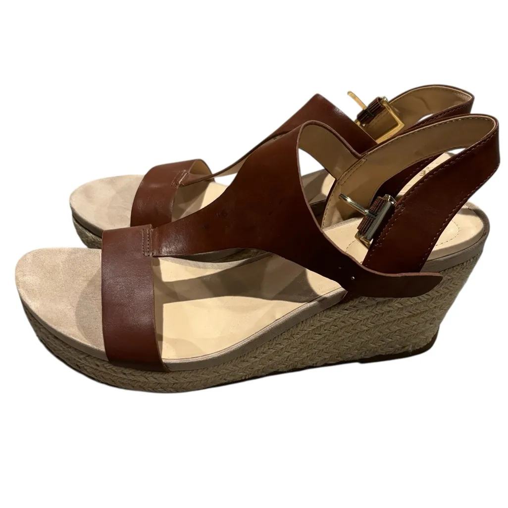 Reaction Kenneth Cole Card Wedge Sandal Brown Wedge Sandals Size 10 - Image 2