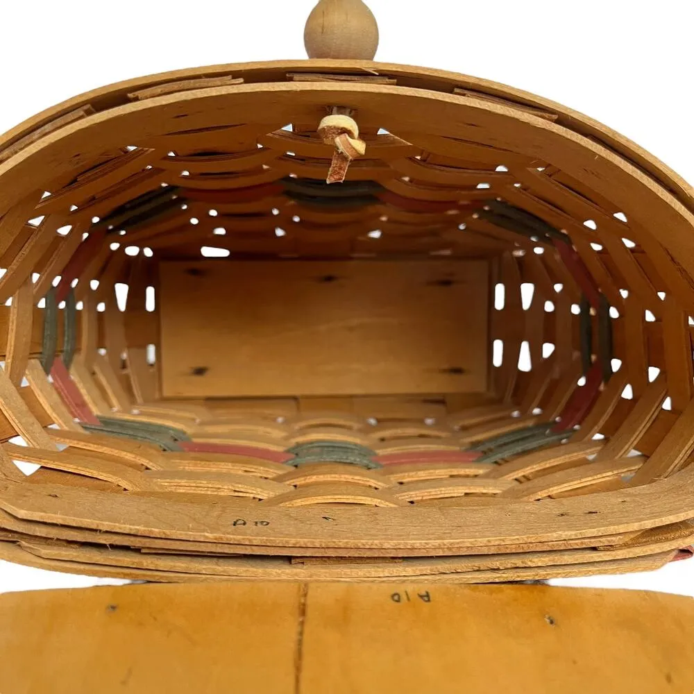 Vintage  Handmade Wooden Basket Purse Shoulder Bag Crossbody - Image 5