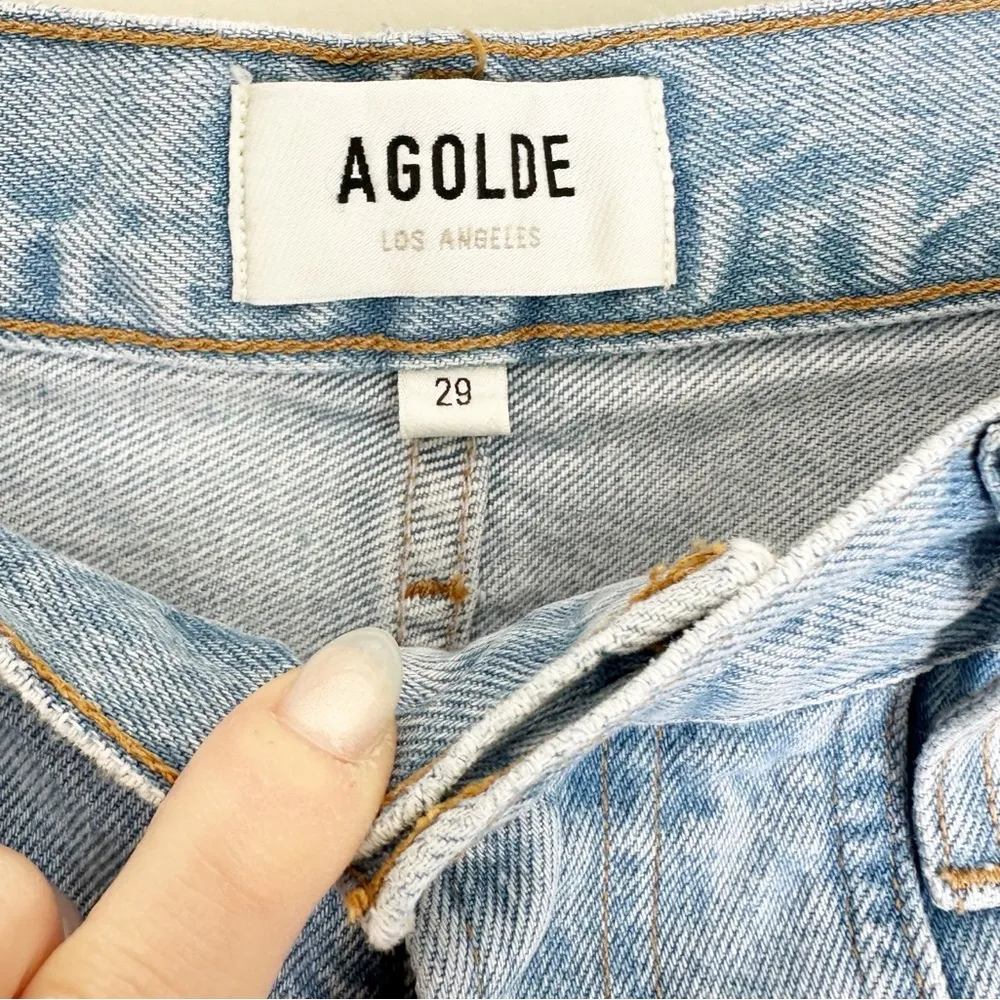 NWT AGOLDE Cooper Cargo Jeans 29 Light Blue Denim - Image 7