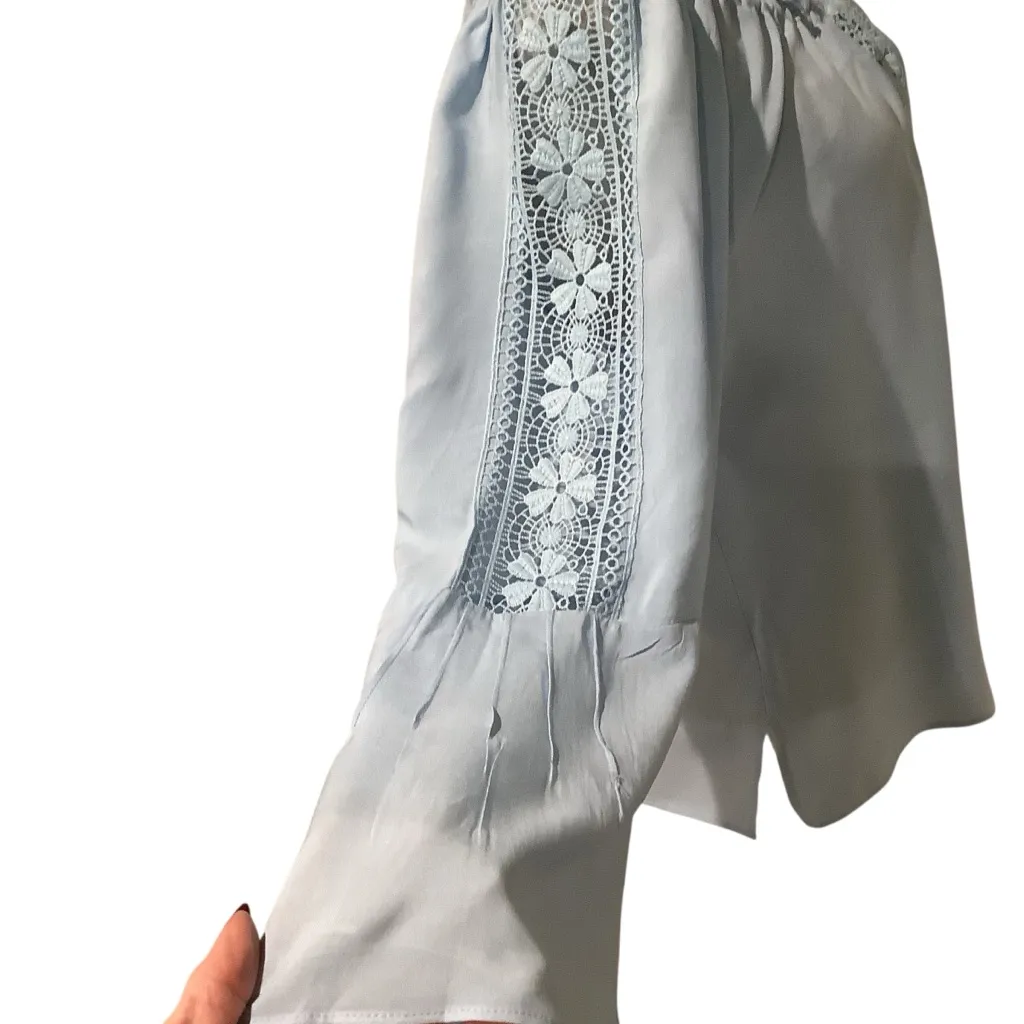 Melissa Paige Sky Blue Ruffled Peasant Top BRAND NEW BEAUTIFUL DETAIL. SIZE PL - Image 2