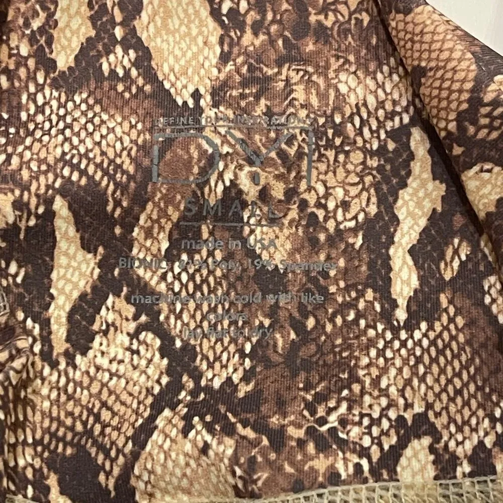 DYI S Signature Tight Printed Snakeskin Reptile HighRise Brown Leggings Workout - Image 6