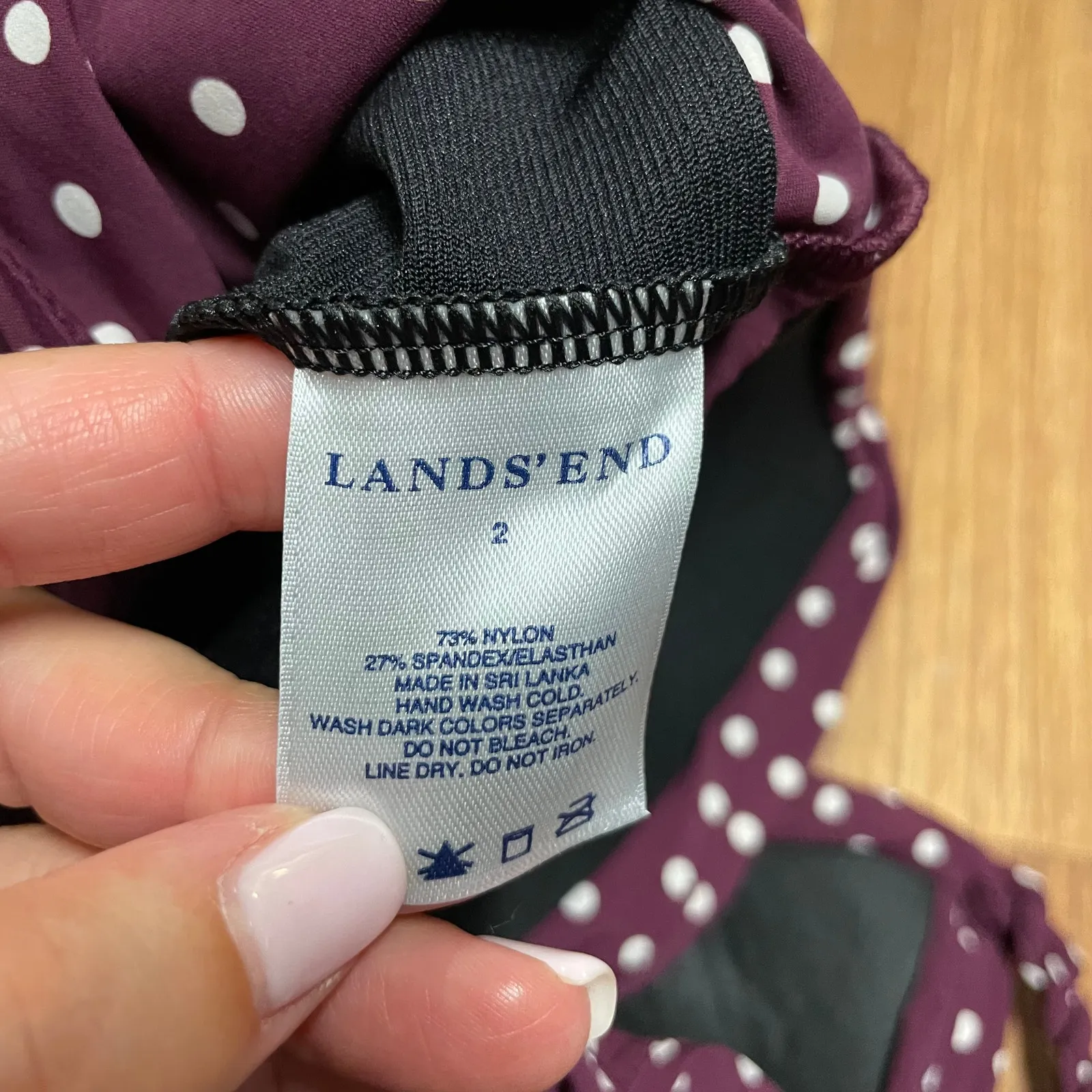 Lands End Womens Purple White Polka Dot Tankini Swim Top Size 2 XS Modest - Image 7