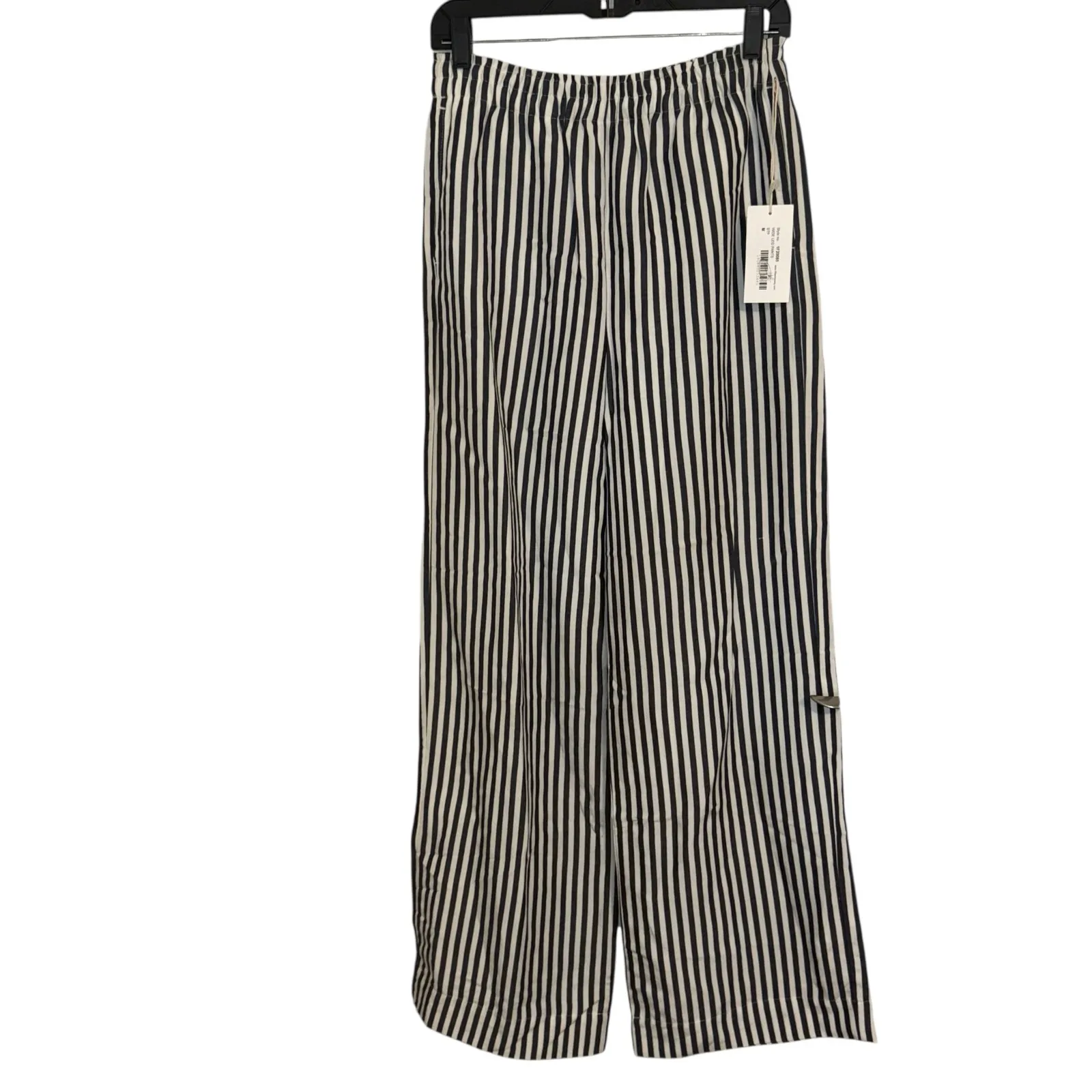 FIFTEEN TWENTY Womens Wide Leg Pants Black White Stripe Elastic Waist NWT Size M - Image 2