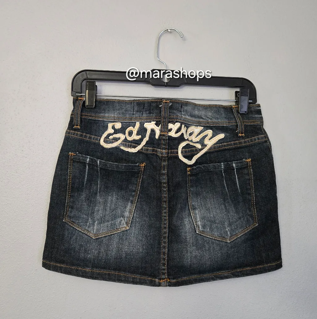 Y2K Ed Hardy Denim Mini Skirt - Image 3