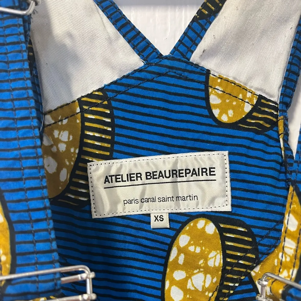 Atelier Beaurepaire A.B.P.C.S.M. blue and yellow abstract cotton overalls XS - Image 3