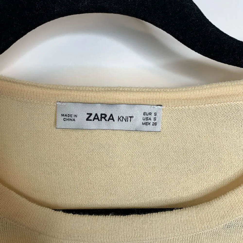 ZARA Knit Butter Cream Twist Front Cropped Top Sz Small - Image 4