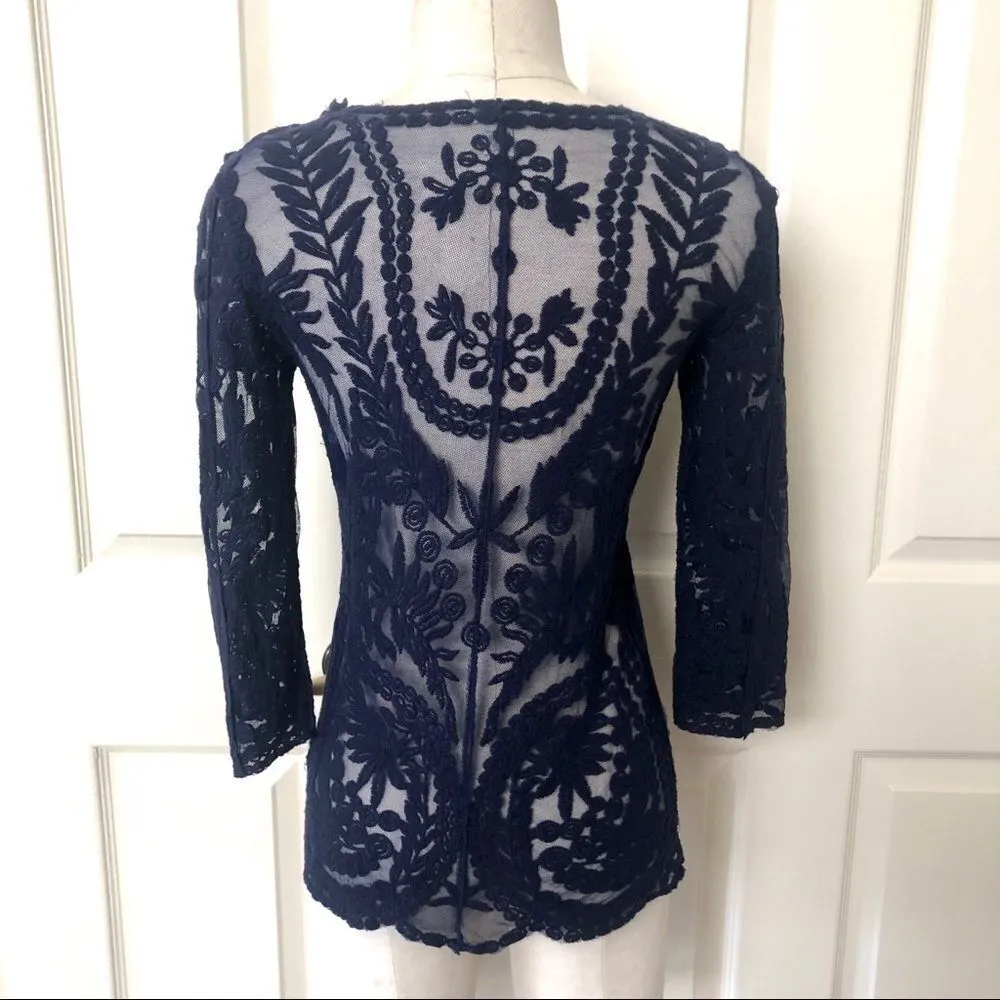 Kenar blue sheer lace top XS - Image 5