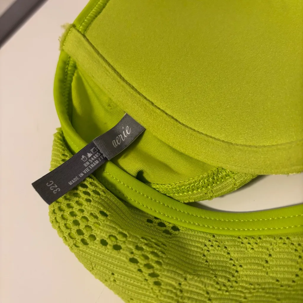 Aerie Perkier Push-Up Crochet Low Rise Bikini Matching Set Lime Green 32 C M - Image 4