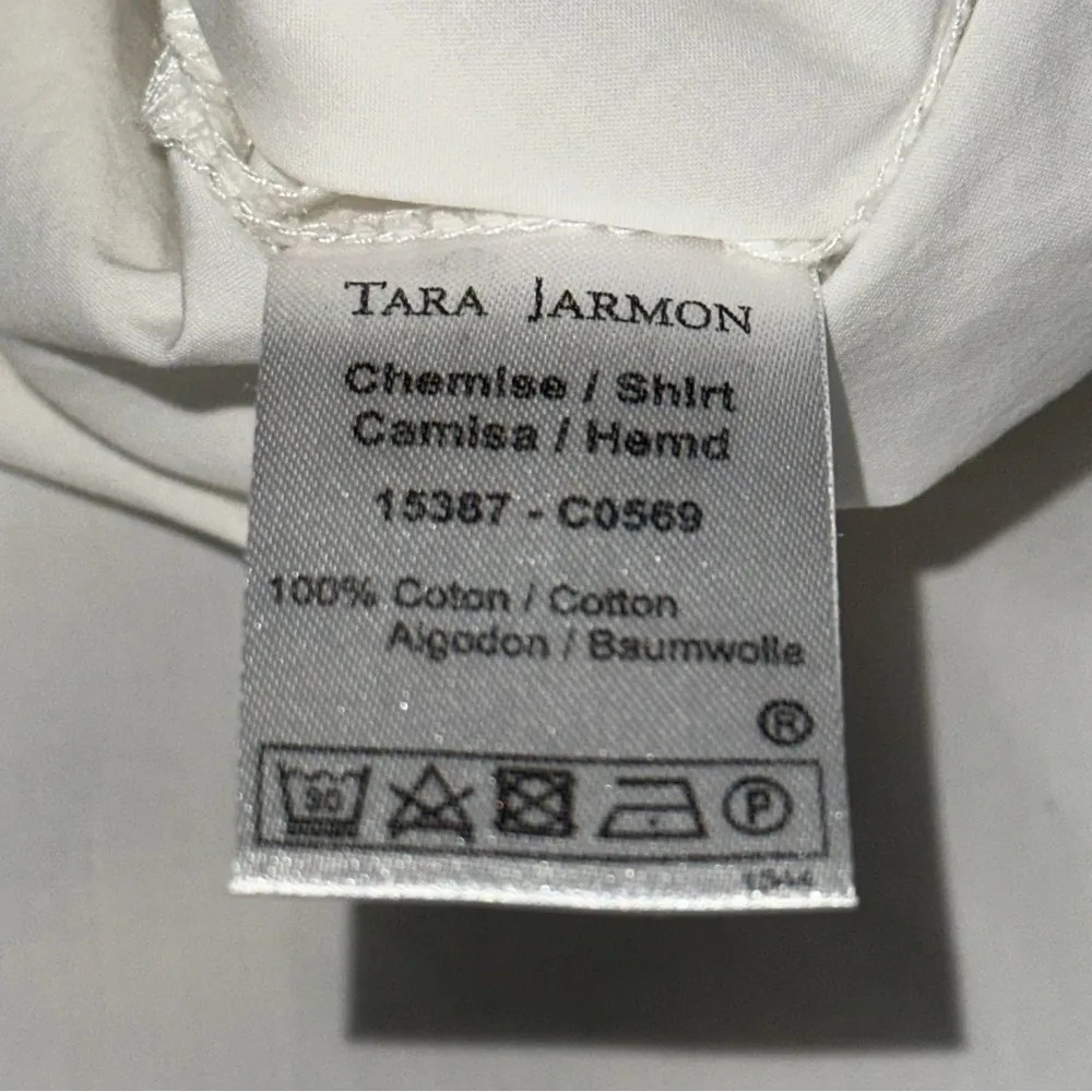 Tara Jarmon Women’s 40 M White Crystal Embellished Neck Cuffs Button Up Shirt Size M - Image 10